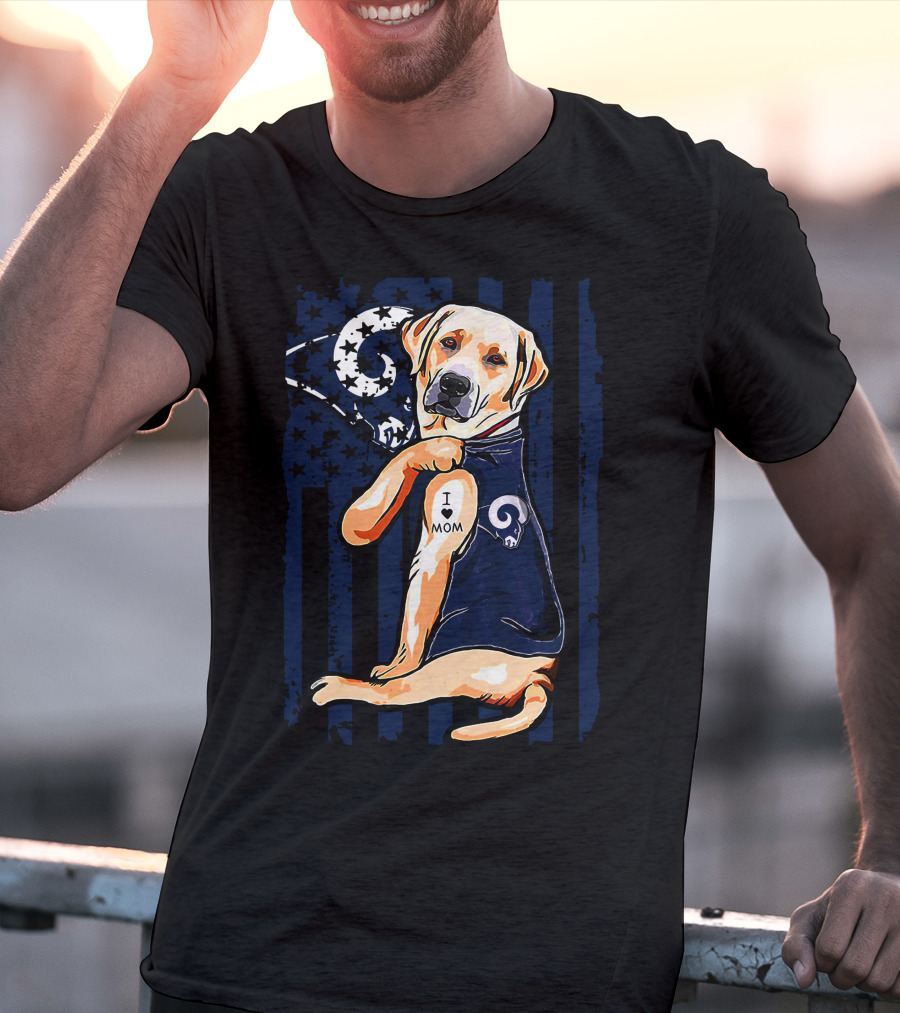 Labrador Retriever I Love Mom Los Angeles Rams Fan T-Shirt