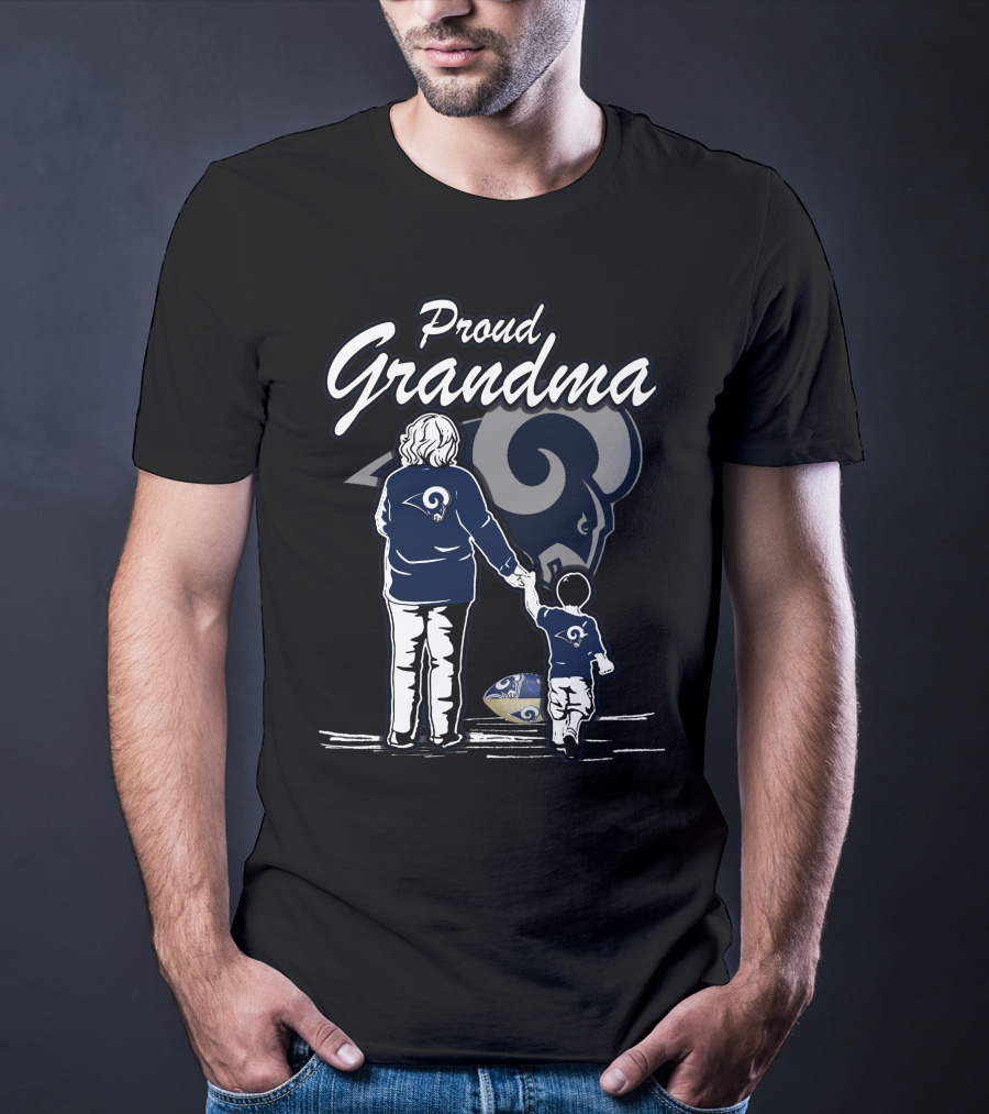 Proud Grandma Los Angeles Rams Football Fan With Child And Team T-Shirt