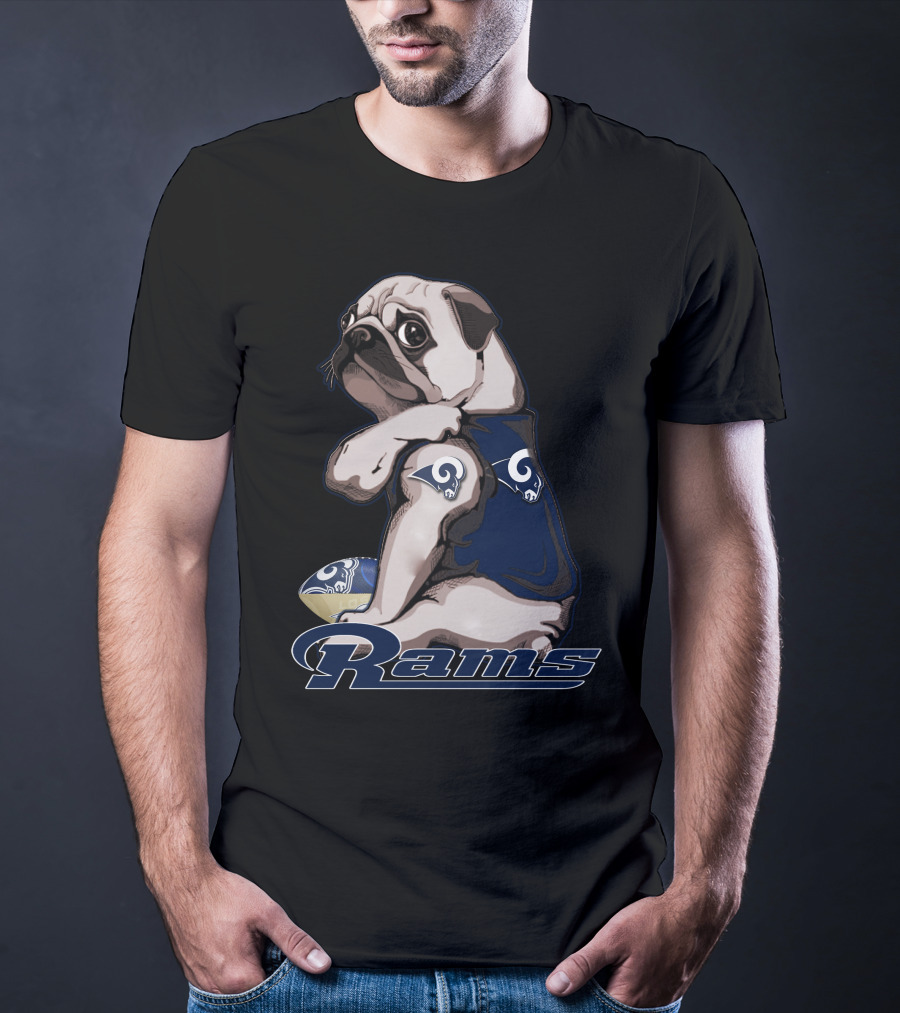Pug Rams Football Team Fan T-Shirt