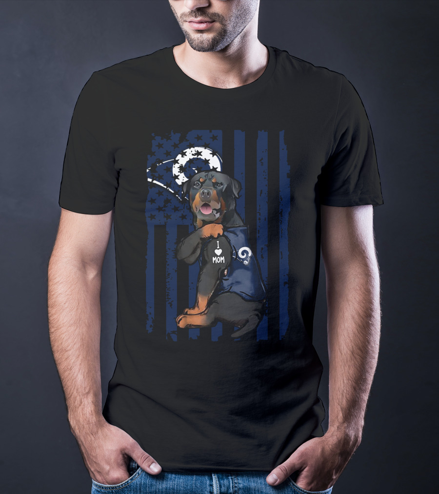 Rottweiler I Love Mom Los Angeles Rams T-Shirt