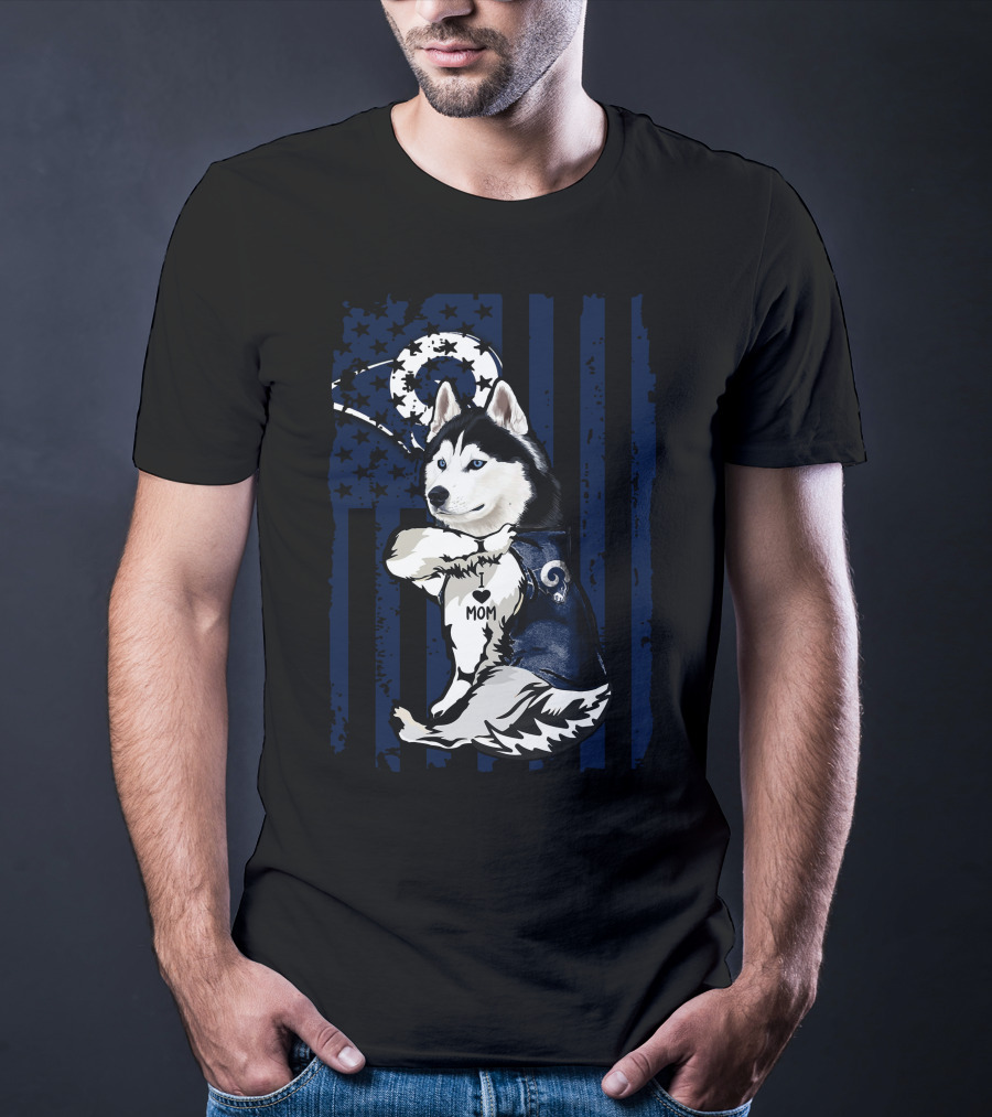 Siberian Husky Los Angeles Rams Mom T-Shirt