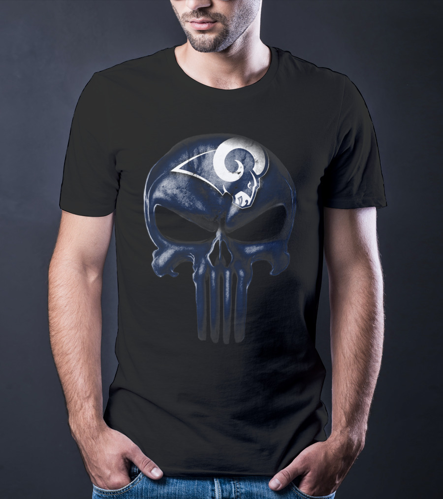 Skull Los Angeles Rams Logo Fusion T-Shirt
