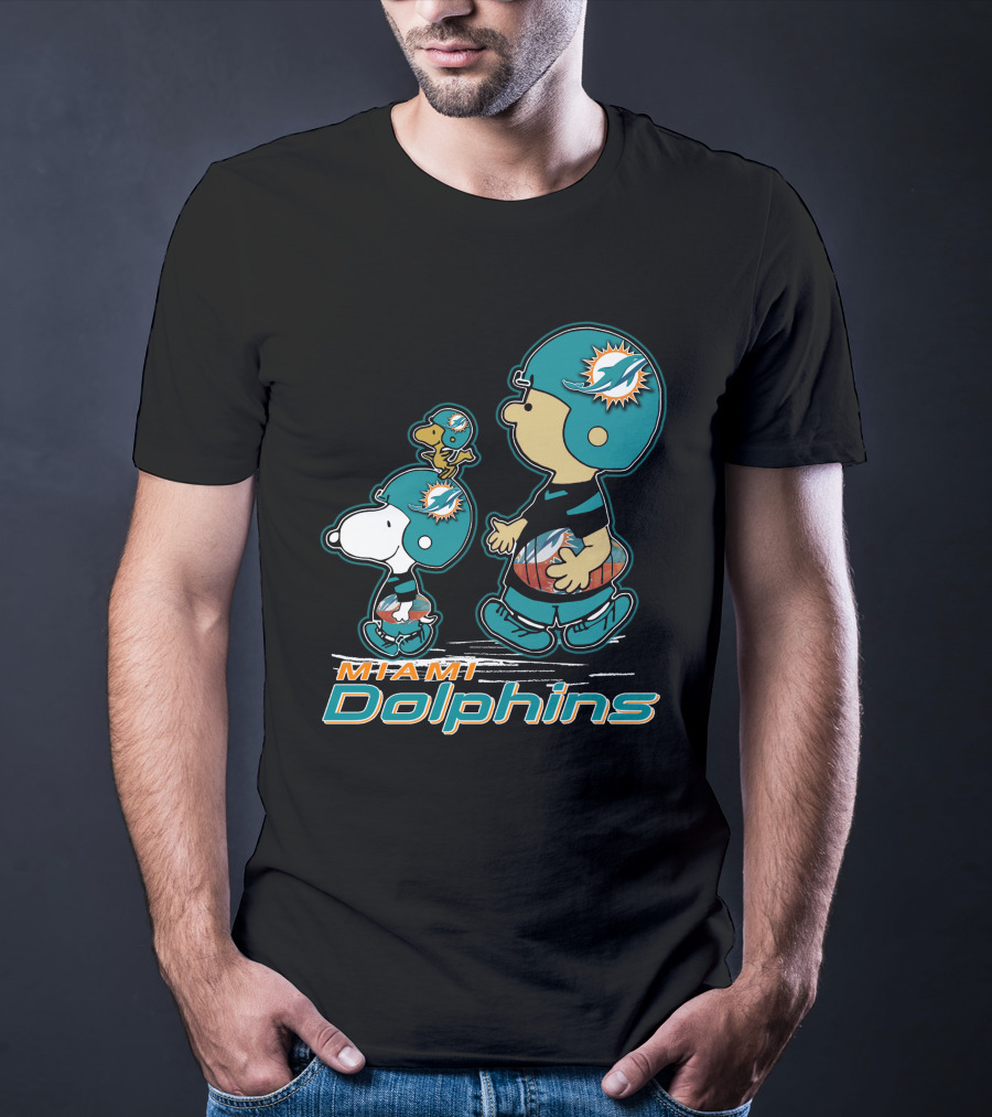 Snpfootball Miami Dolphins Peanuts Characters T-Shirt