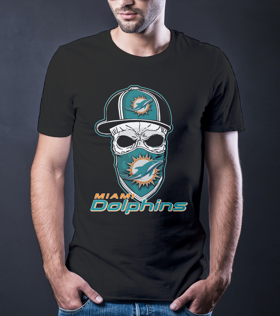 Miami Dolphins Skull Hat T-Shirt