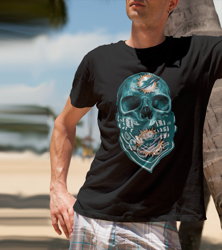 Miami Dolphins Skull Bandana T-Shirt