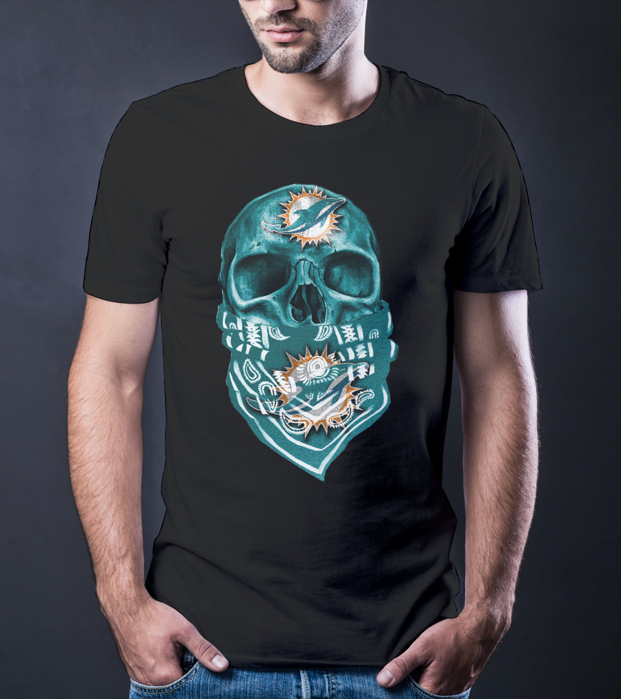 Miami Dolphins Skull Bandana T-Shirt