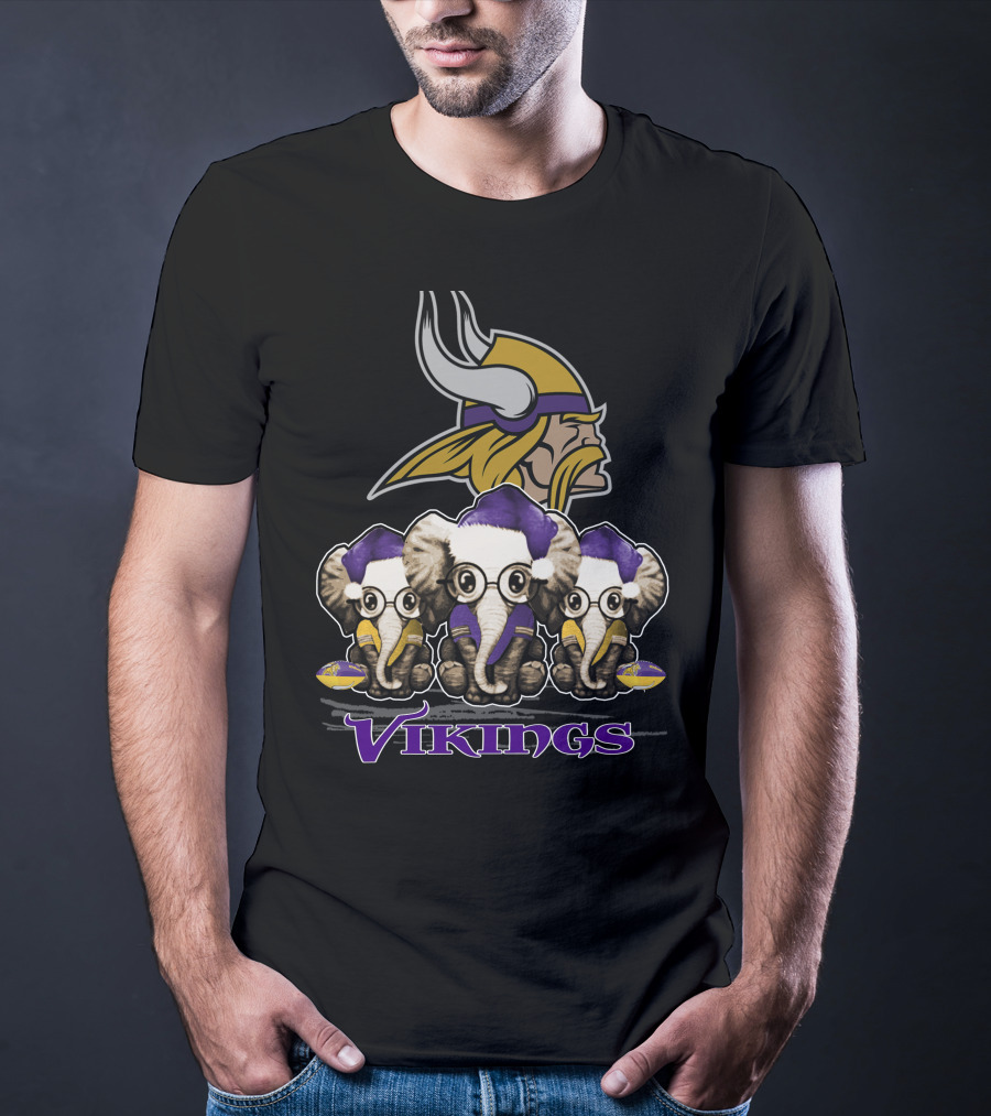 Elephan Xmas Minnesota Vikings Santa Hat Football T-Shirt