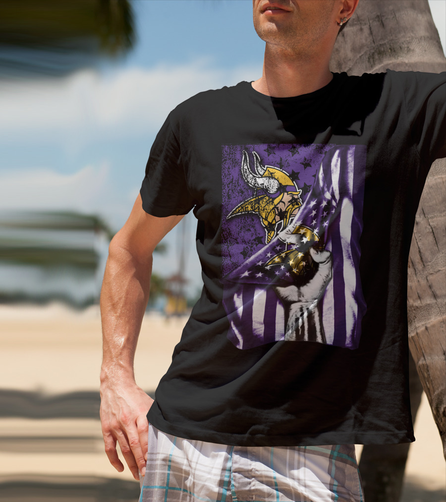 Minnesota Vikings Flag Stars And Stripes Viking T-Shirt