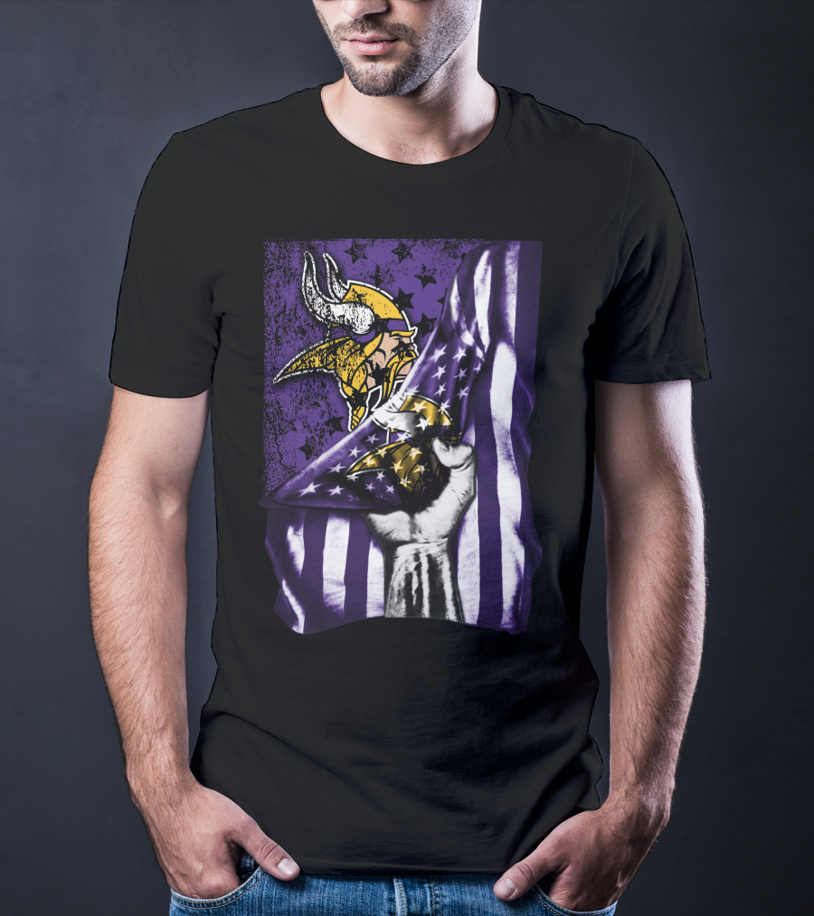 Minnesota Vikings Flag Stars And Stripes Viking T-Shirt