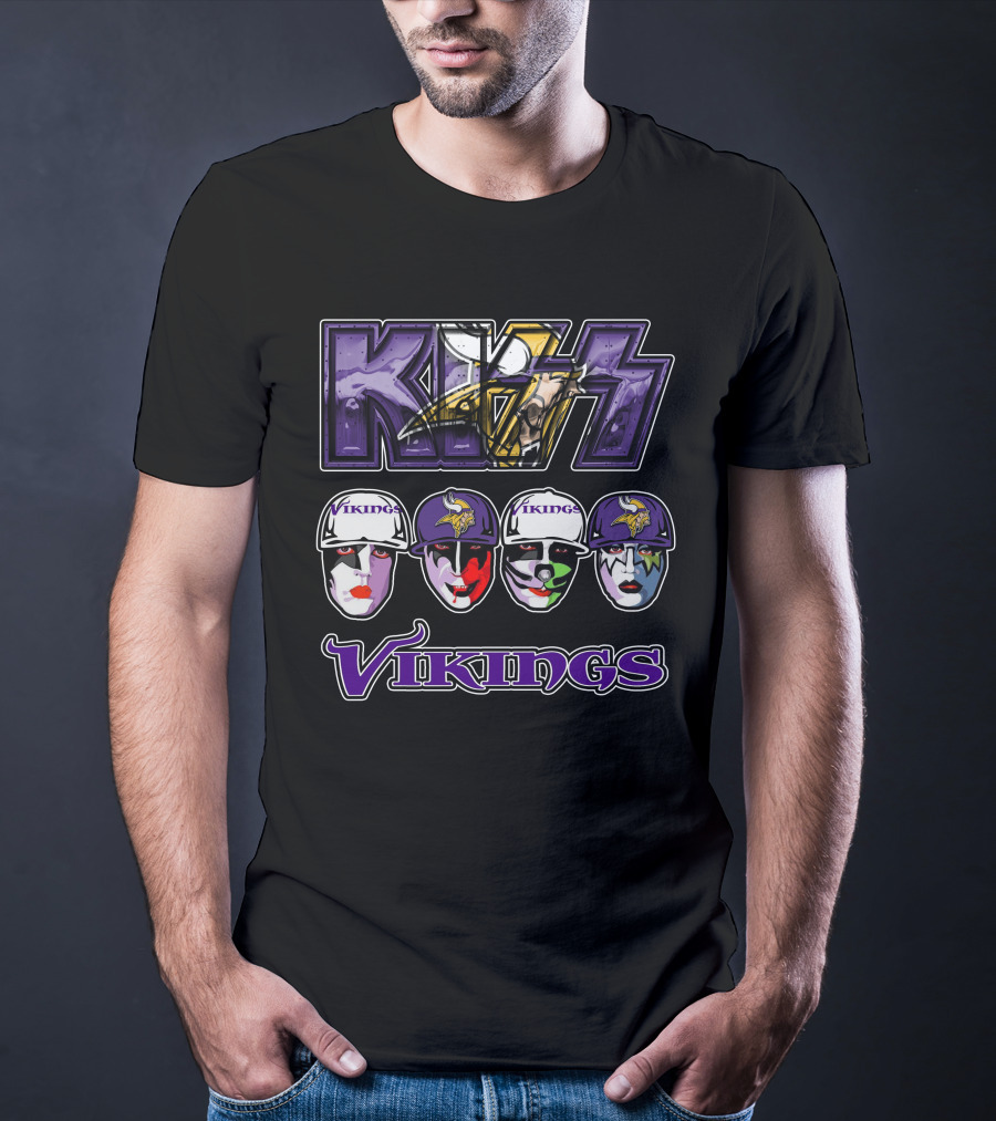 KISS Minnesota Vikings Fans Face Paint Collaboration T-Shirt