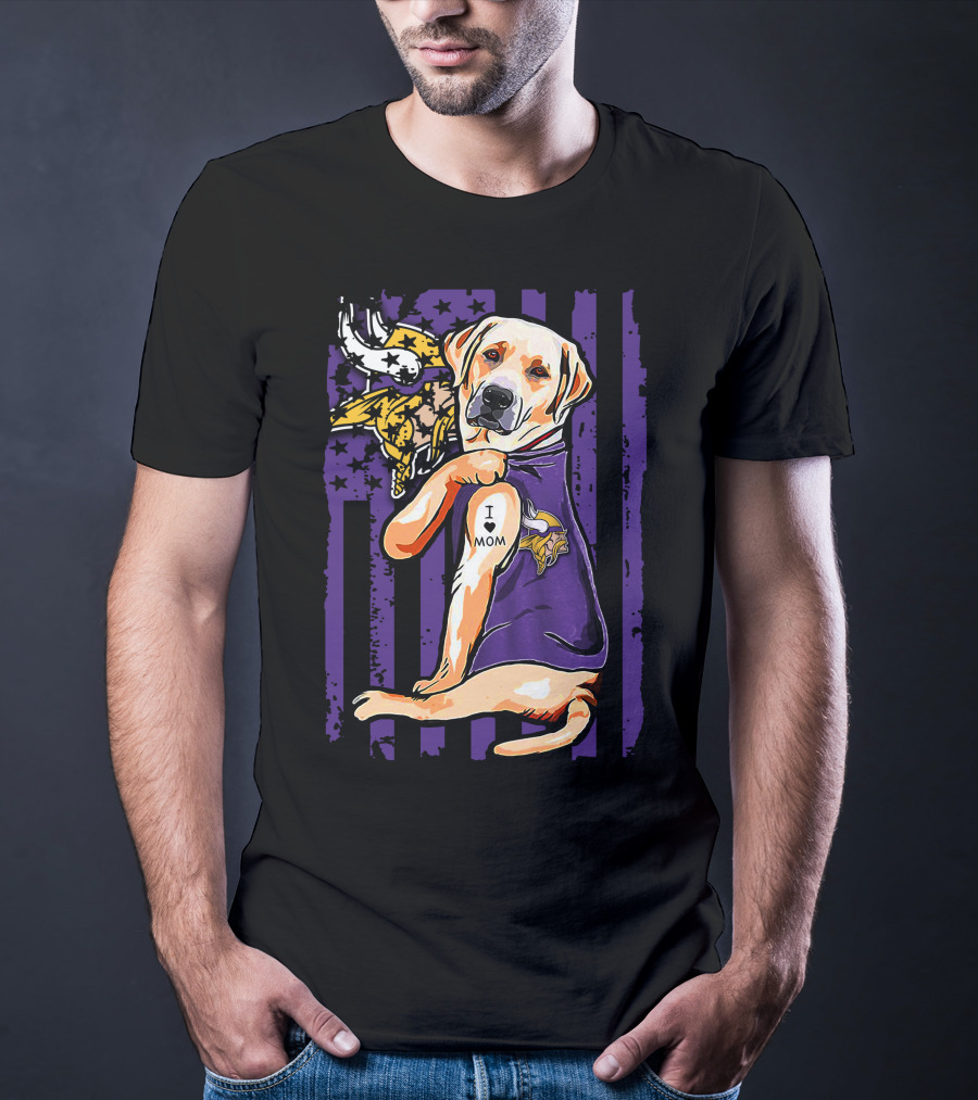 Minnesota Vikings Labrador Retriever I Love Mom T-Shirt