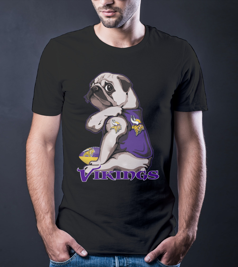 Pug Wearing Minnesota Vikings Jersey T-Shirt