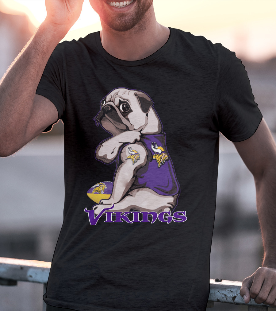 Pug Wearing Minnesota Vikings Jersey T-Shirt