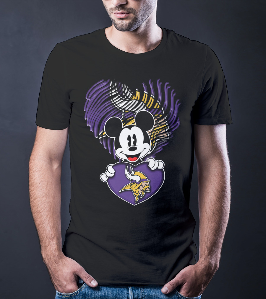 Minnesota Vikings Mickey Heart T-Shirt