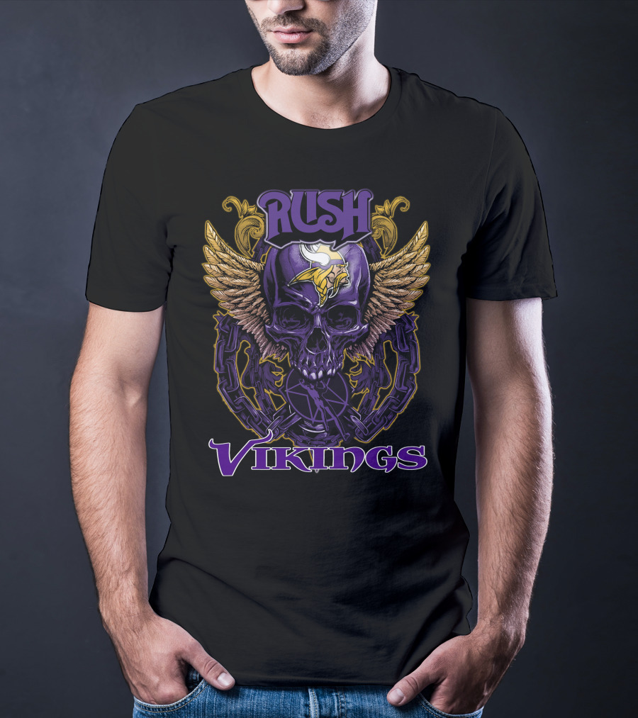 Rush Minnesota Vikings Skull Wings Chain T-Shirt
