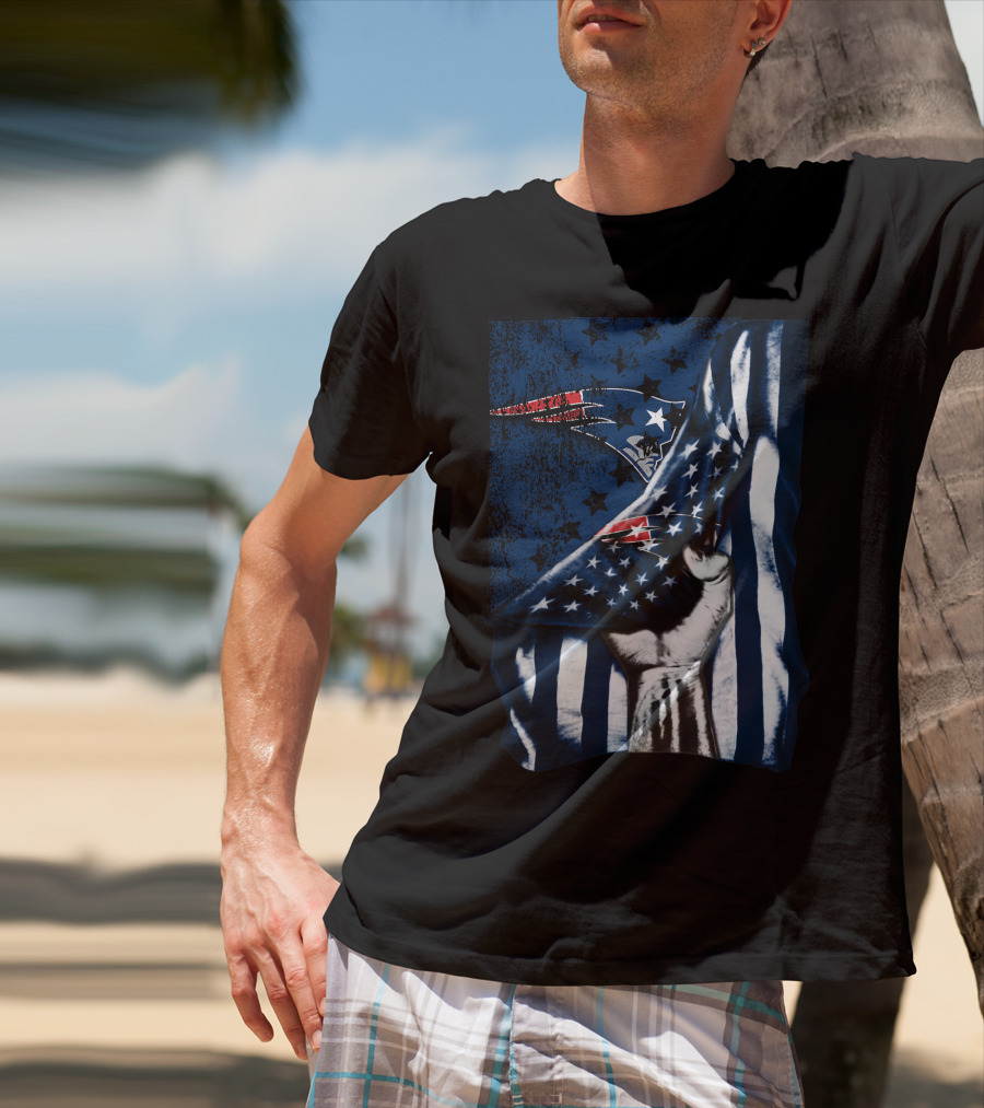 New England Patriots American Flag Hand Stars Stripes T-Shirt
