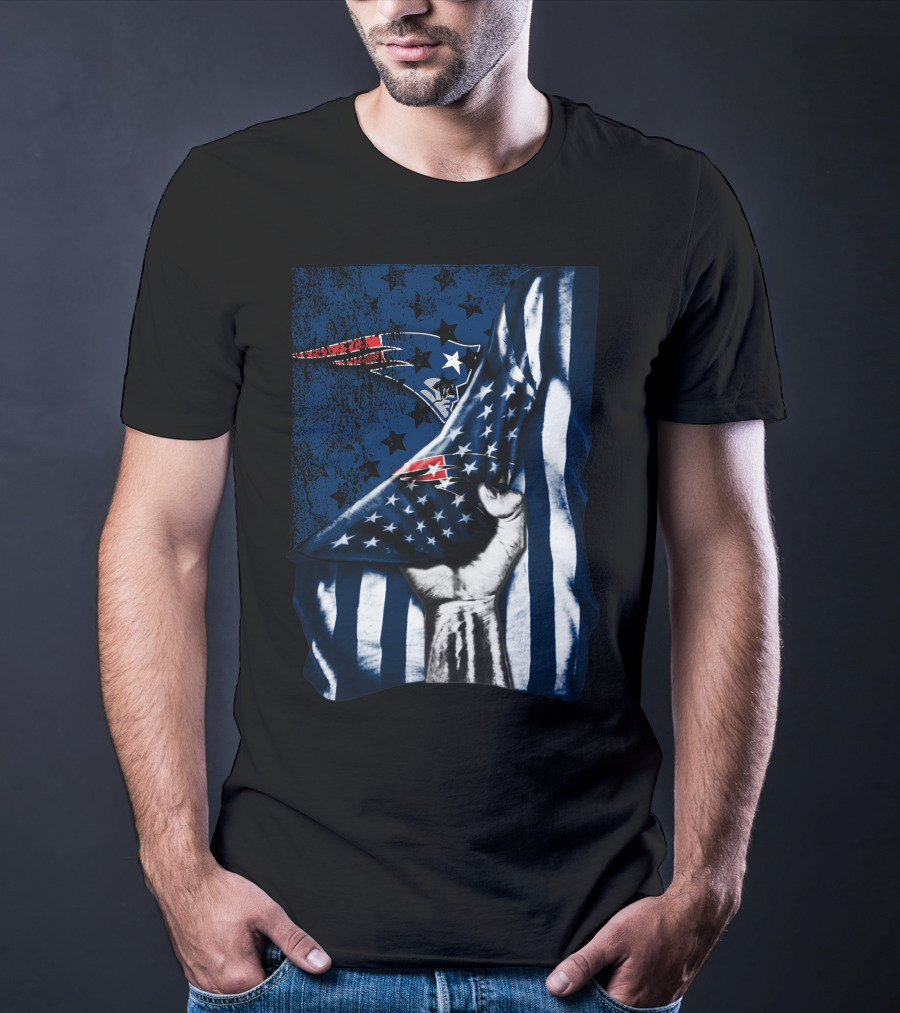 New England Patriots American Flag Hand Stars Stripes T-Shirt