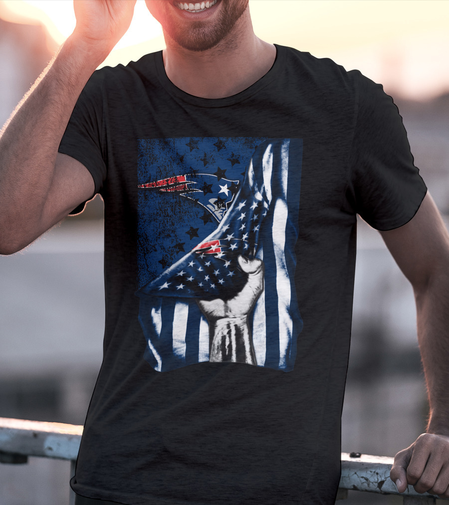 New England Patriots American Flag Hand Stars Stripes T-Shirt