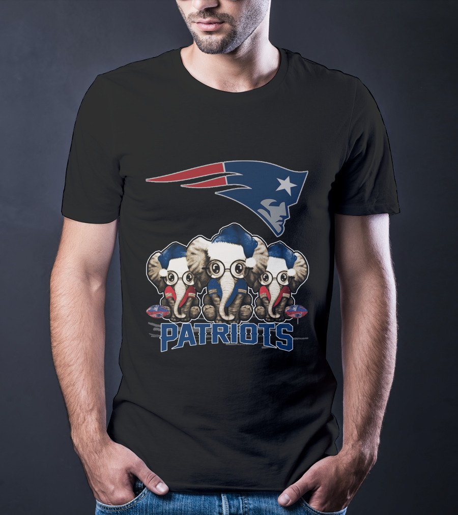 Elephan Xmas New England Patriots Cute Patriots Elephants T-Shirt