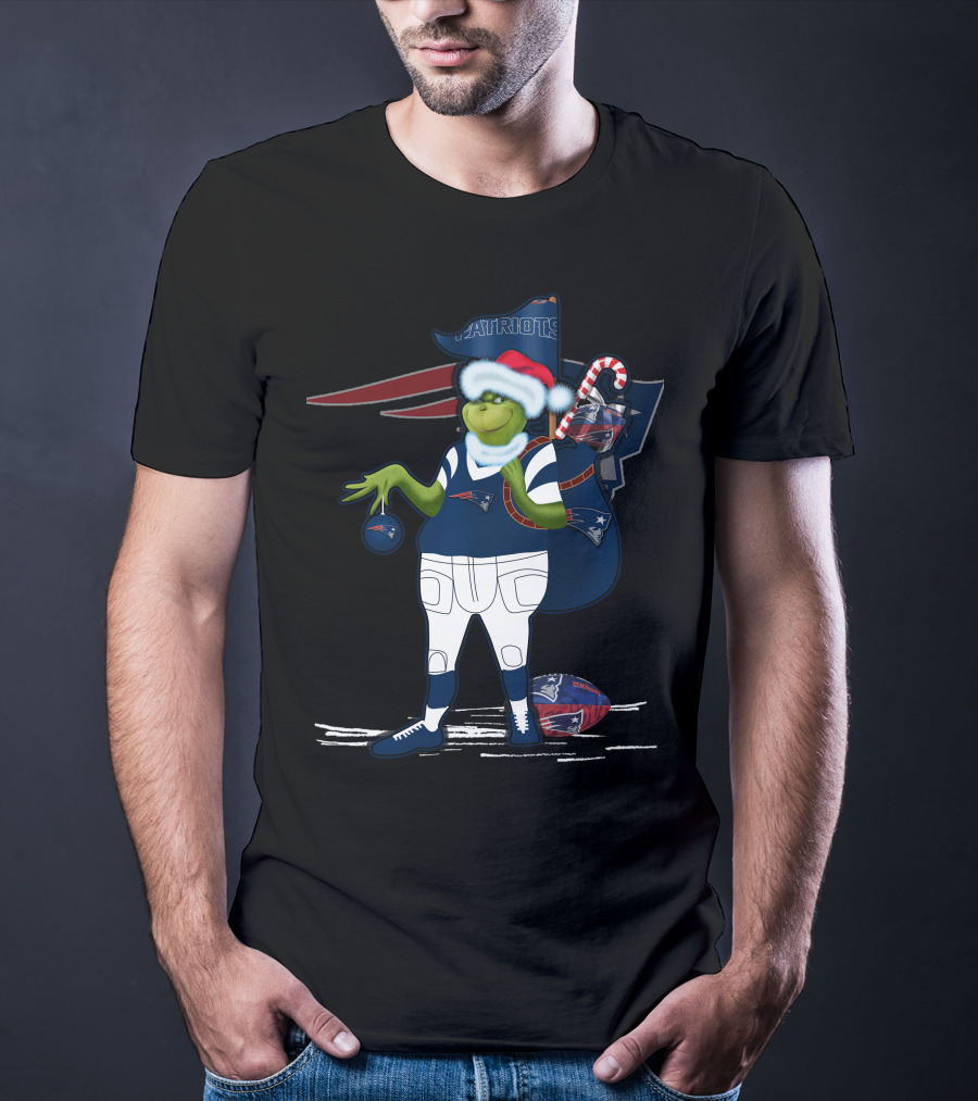 Patriots Grinch Christmas Football Sack Fan T-Shirt