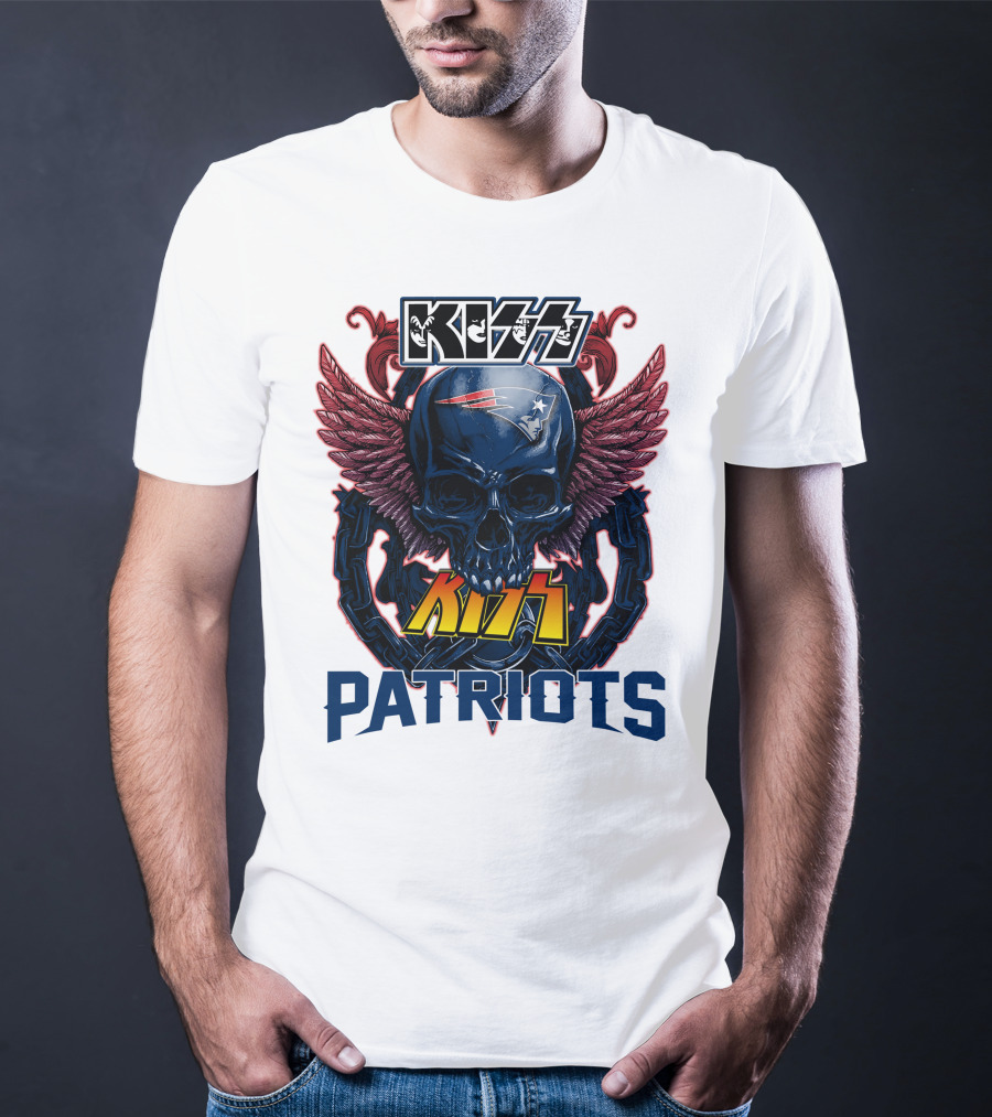 KISS Patriots Skull With Wings New England Patriots T-Shirt