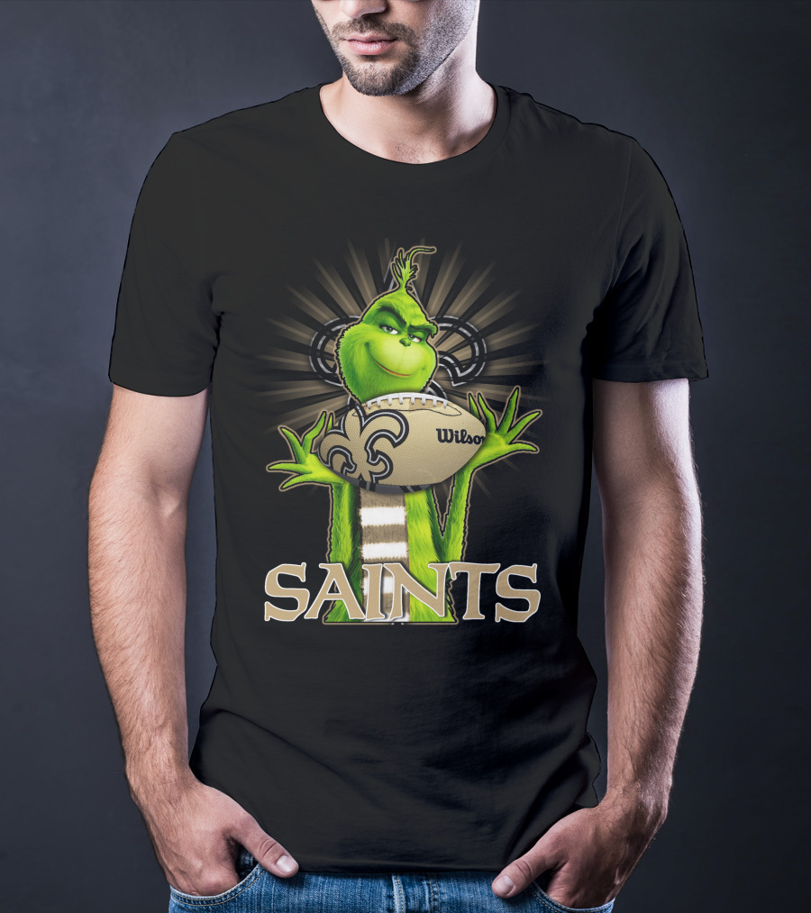 Grinch Holding Wilson Football New Orleans Saints T-Shirt