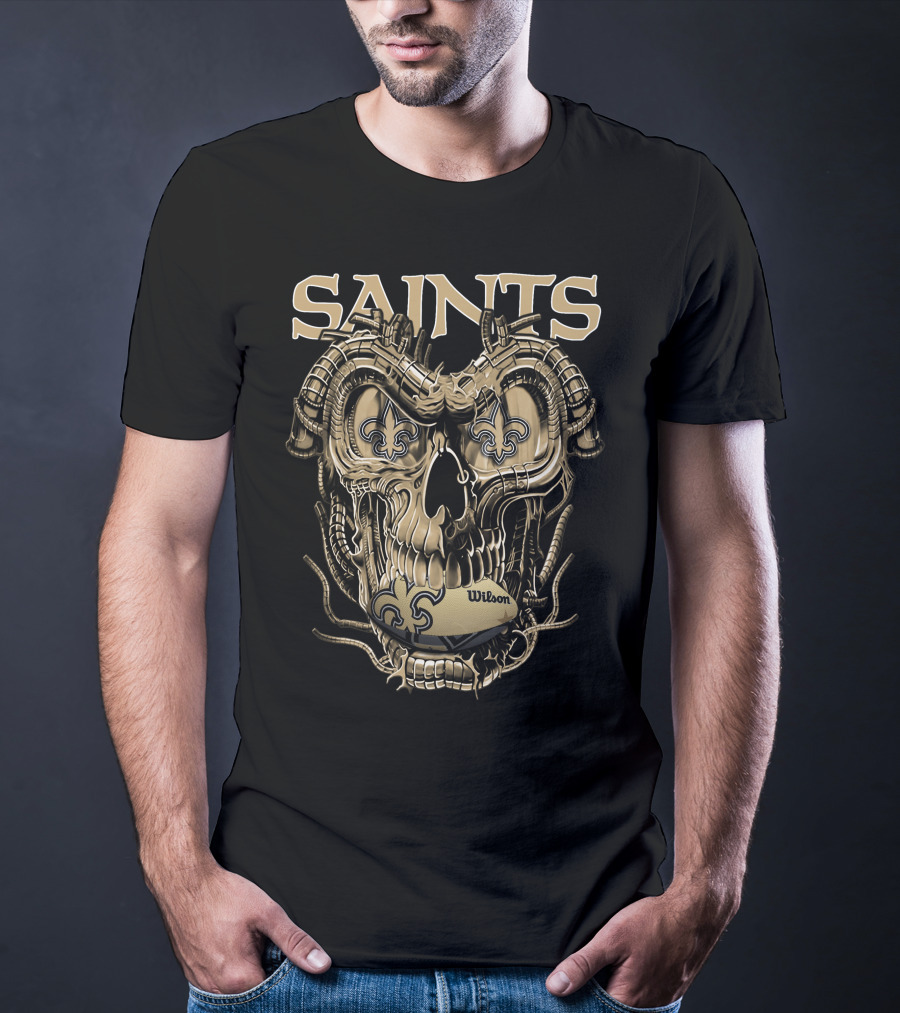 Saints Dragonskull Helmet Fleur-de-Lis Wilson Football T-Shirt