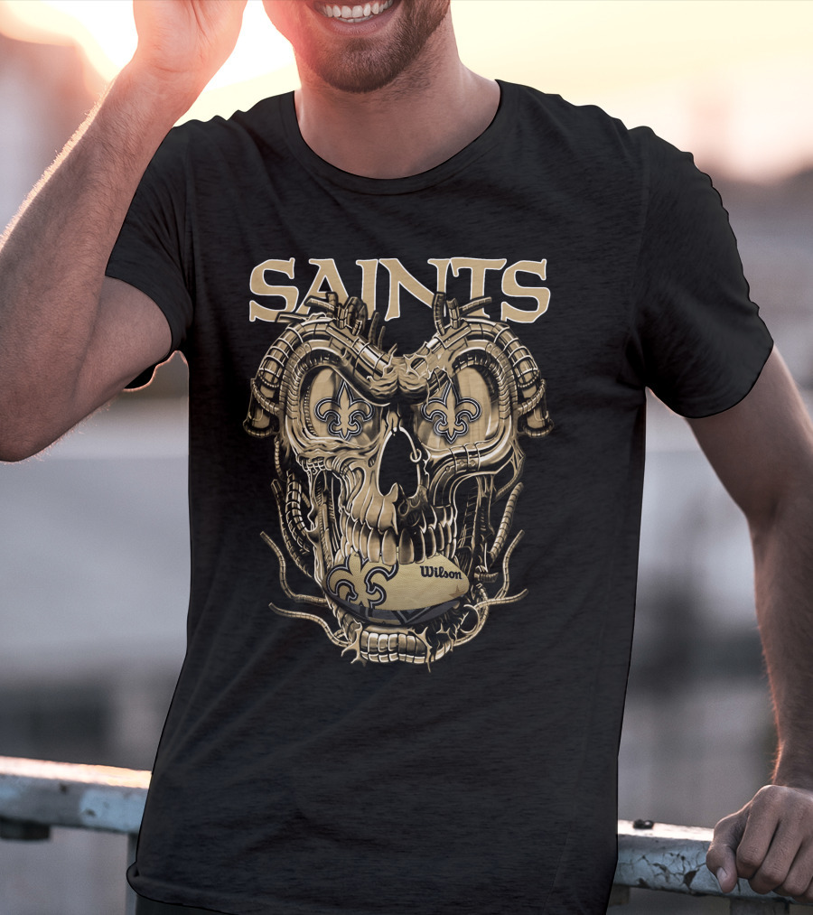 Saints Dragonskull Helmet Fleur-de-Lis Wilson Football T-Shirt