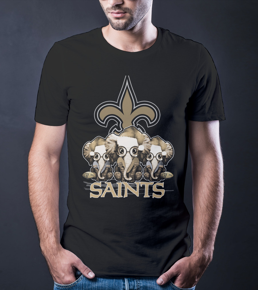 New Orleans Saints Elephan Xmas Fleur-de-Lis T-Shirt