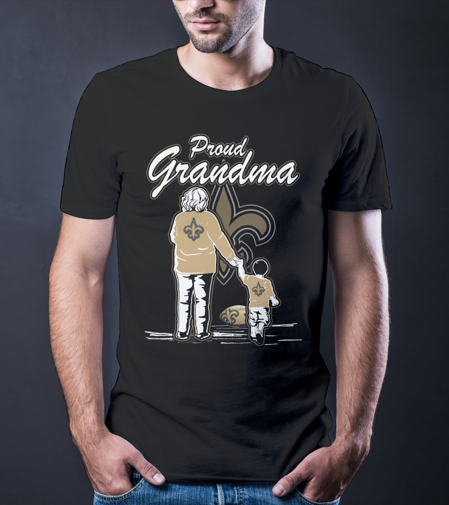 Proud Grandma New Orleans Saints Fleur-de-Lis Family Love T-Shirt