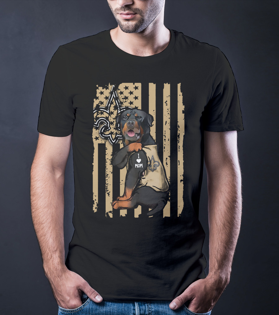 Rottweiler I Love Mom New Orleans Saints Fleur-de-lis T-Shirt