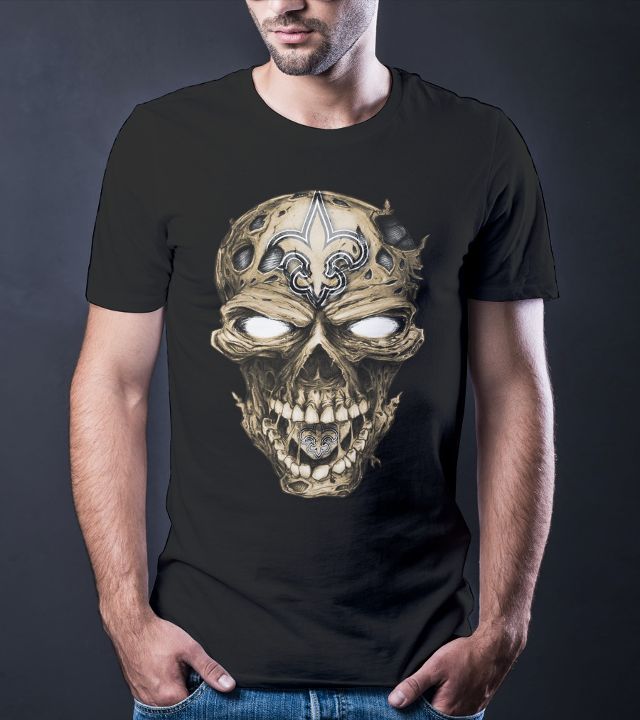 Skull V2 New Orleans Saints Fleur-de-Lis Zombie Head T-Shirt