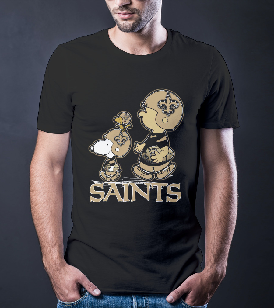 Snpfootball New Orleans Saints Peanuts Snoopy Woodstock Football Helmets T-Shirt