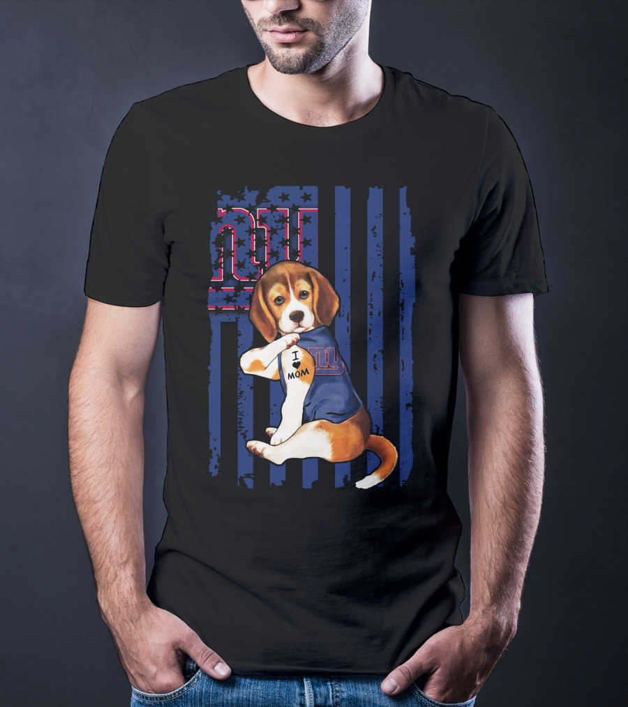 Beagle I Love Mom New York Giants T-Shirt