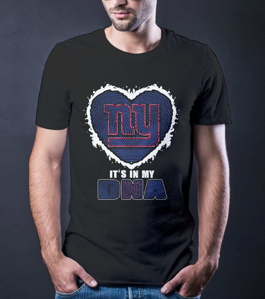 It's In My DNA New York Giants Heart Fingerprint T-Shirt