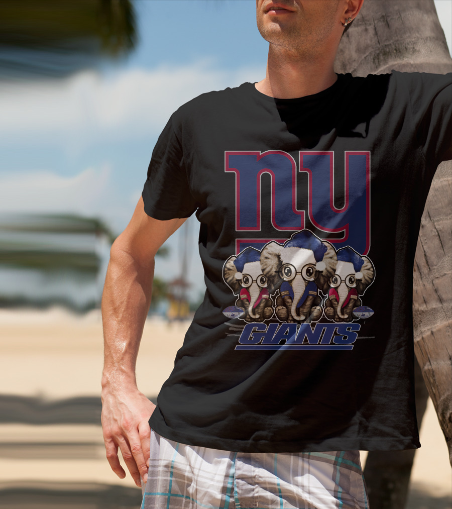 NY Giants Christmas Elephants T-Shirt