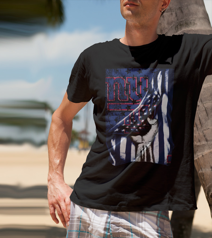NY Giants American Flag Hand T-Shirt