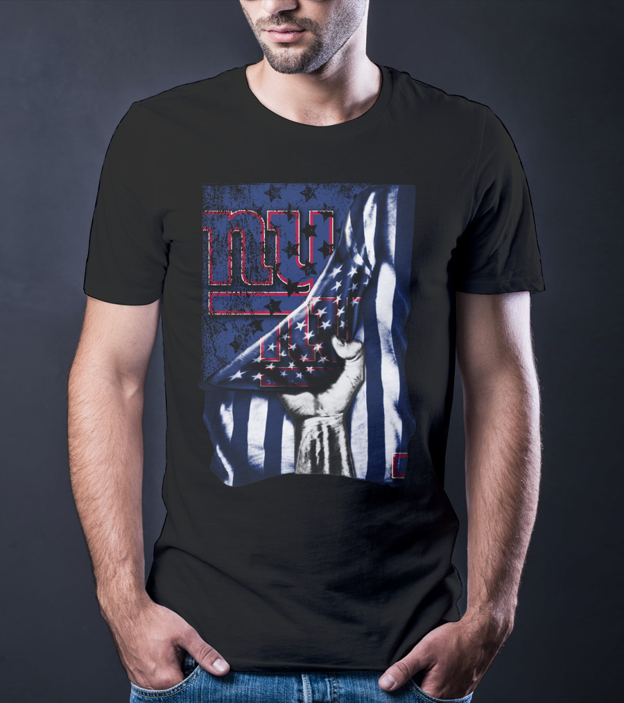 NY Giants American Flag Hand T-Shirt