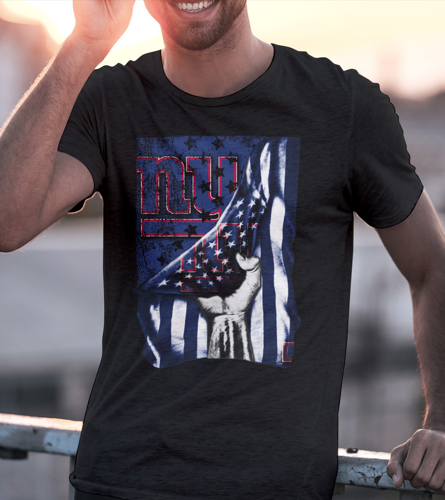 NY Giants American Flag Hand T-Shirt