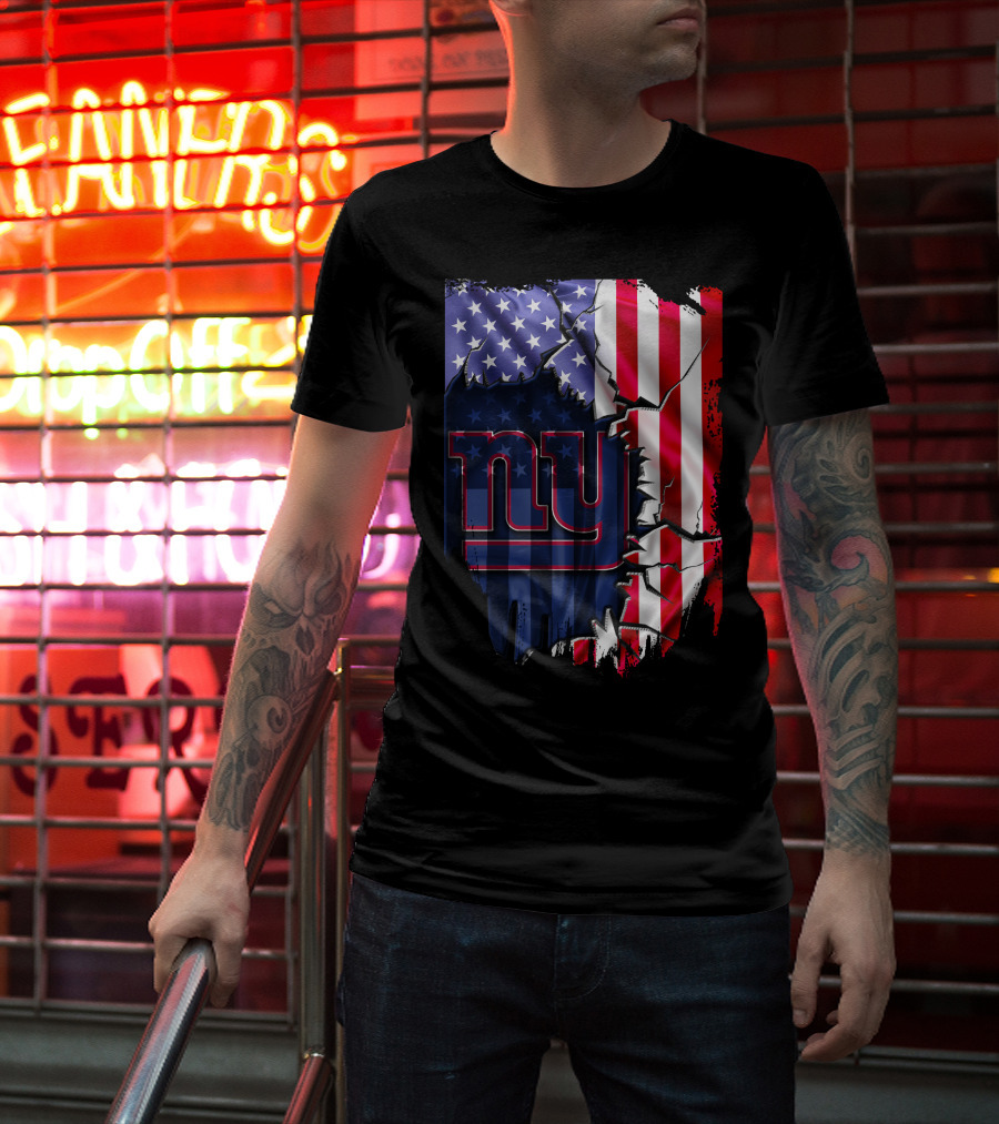 Flag V2 New York Giants American Flag Rip T-Shirt