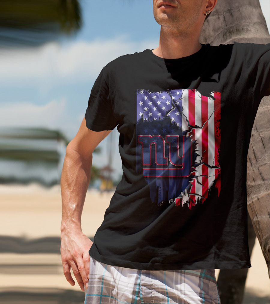 Flag V2 New York Giants American Flag Rip T-Shirt