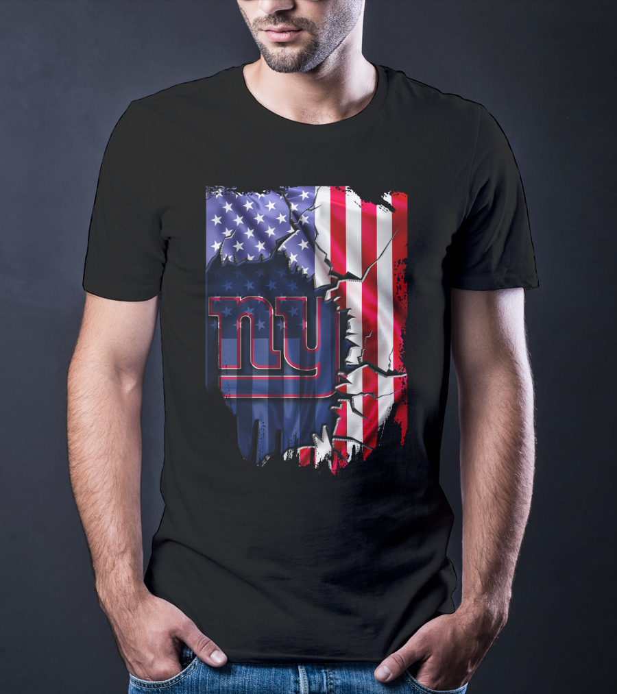 Flag V2 New York Giants American Flag Rip T-Shirt
