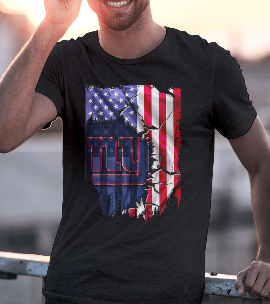 Flag V2 New York Giants American Flag Rip T-Shirt