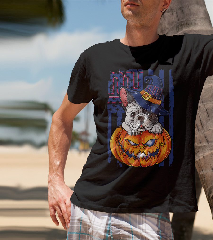 Hlw Bulldog New York Giants Halloween Pumpkin T-Shirt