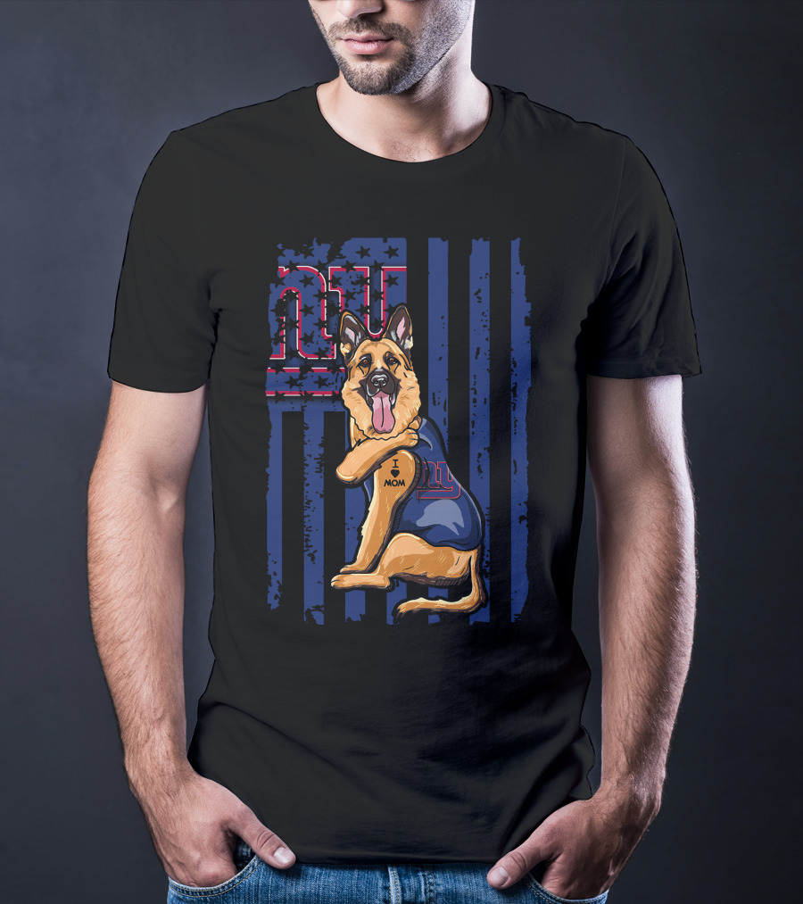German Shepherd New York Giants Football Fan Tattoo Mom T-Shirt