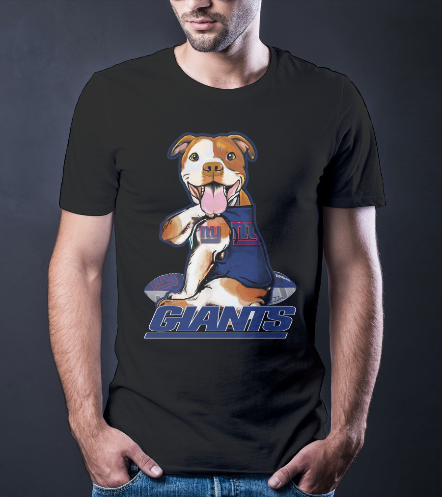 Pitbull New York Giants Pup Enthusiast T-Shirt