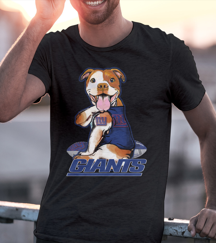 Pitbull New York Giants Pup Enthusiast T-Shirt