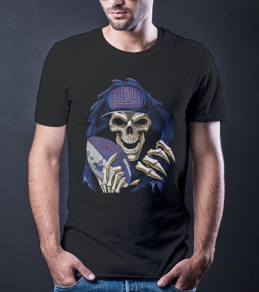 Skullbong New York Giants Skull Football T-Shirt