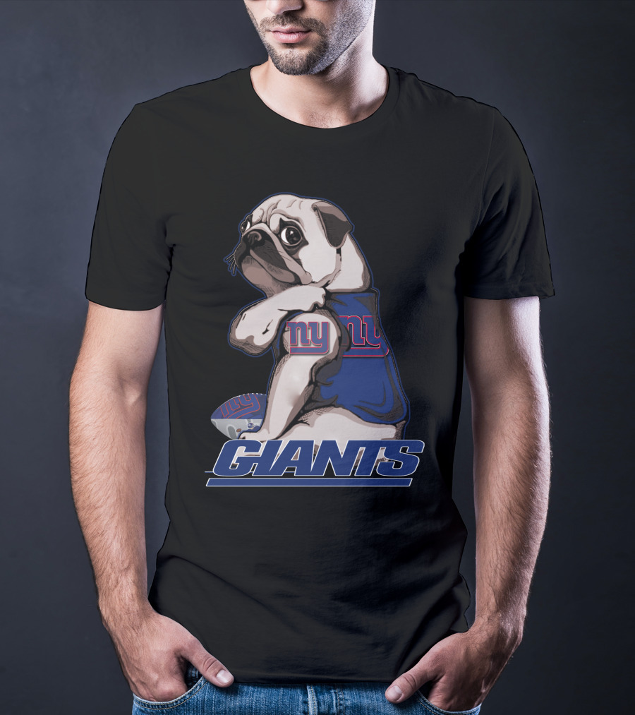Pug Wearing New York Giants Football Sweater T-Shirt