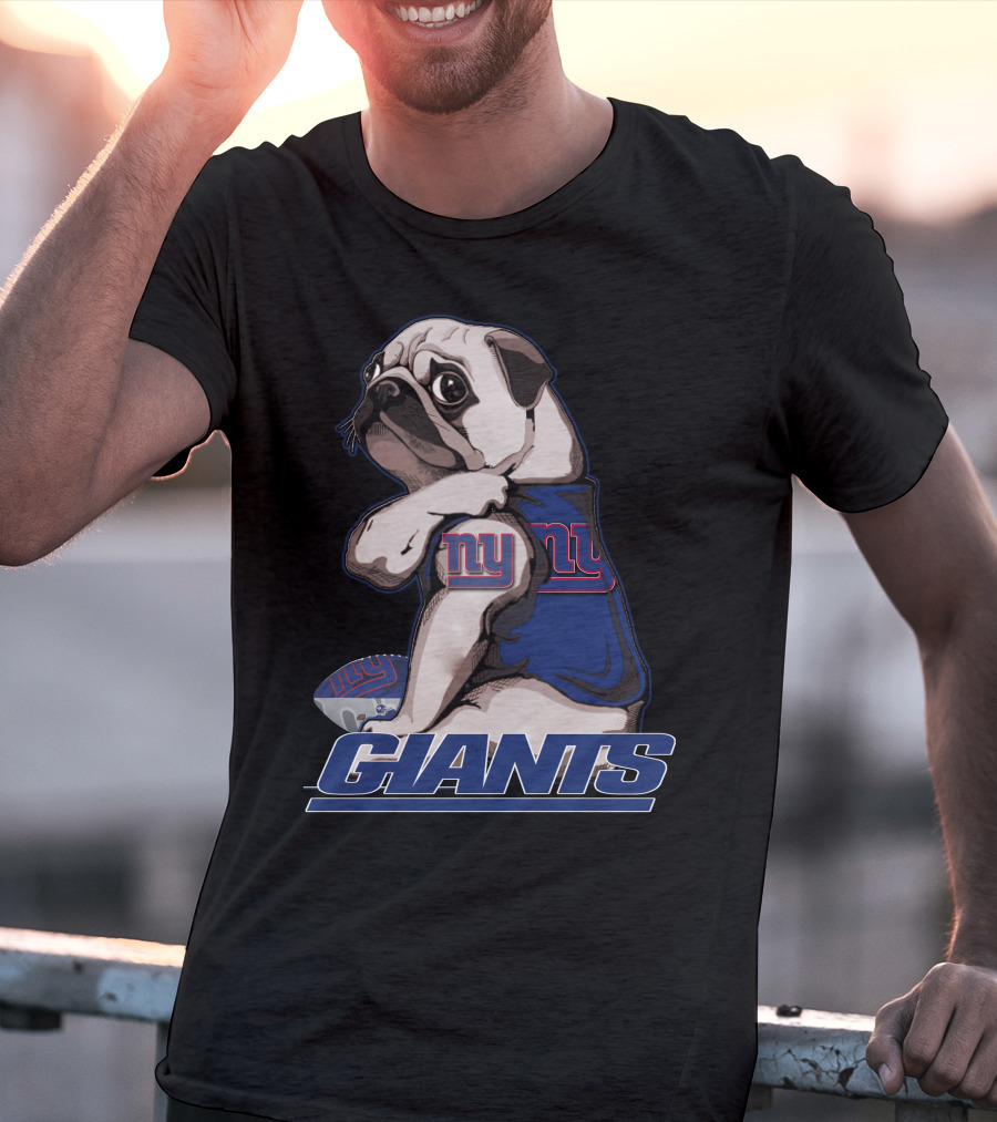 Pug Wearing New York Giants Football Sweater T-Shirt